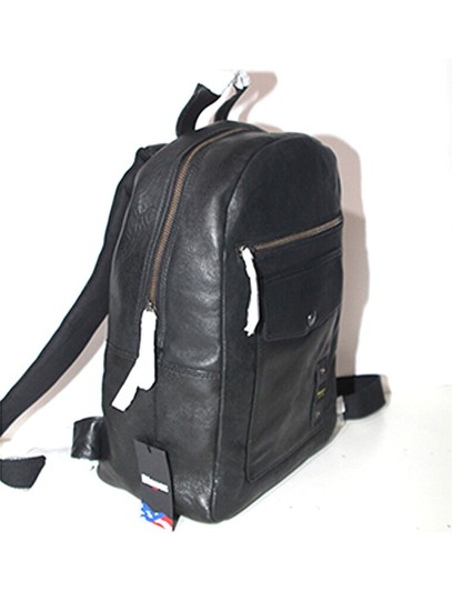 Zaino Blauer BLZA00104M Backpack borsa  nero 100% lamb leather pelle