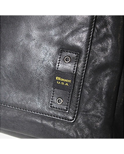 Zaino Blauer BLZA00104M Backpack borsa  nero 100% lamb leather pelle