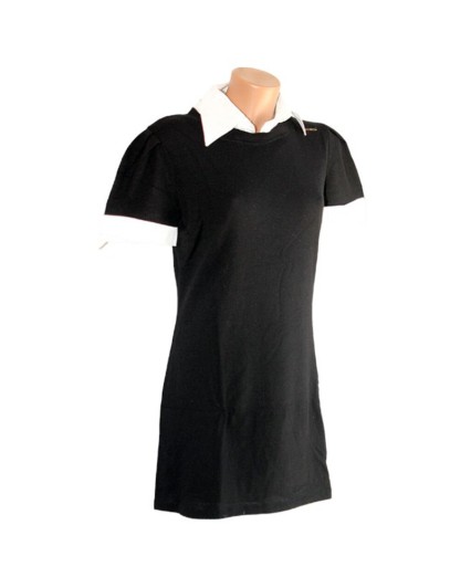 Maglia Siviglia vestito nero con collo effetto camicia donna