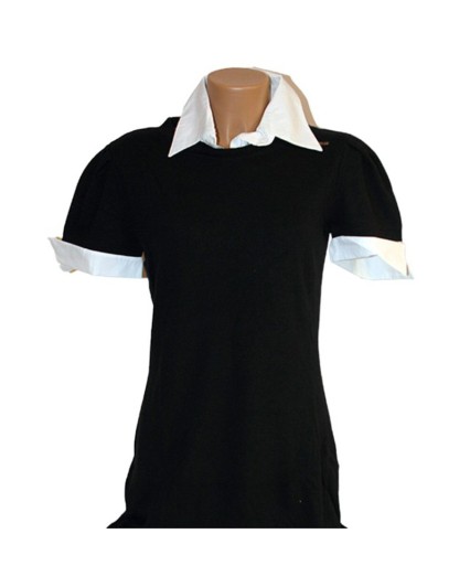 Maglia Siviglia vestito nero con collo effetto camicia donna