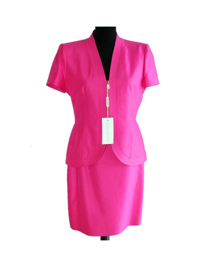 Tailleur Genny gonna giacca donna fuxia cotone completo