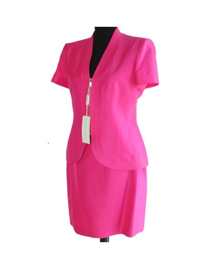 Tailleur Genny gonna giacca donna fuxia cotone completo