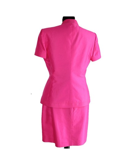 Tailleur Genny gonna giacca donna fuxia cotone completo