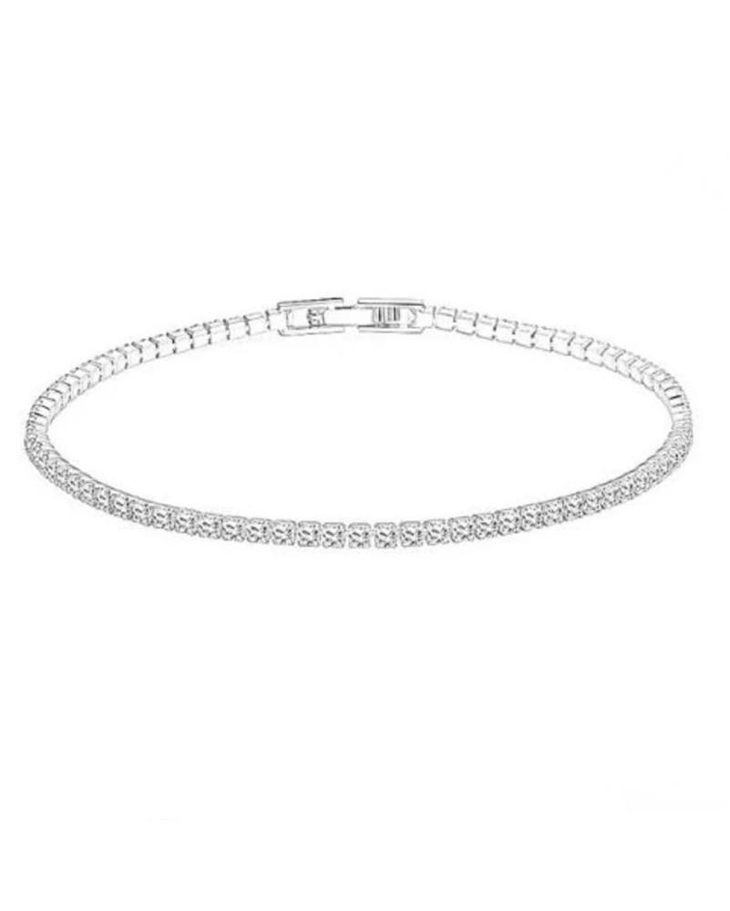 Bracciale tennis donna in acciaio argento zirconi bianchi